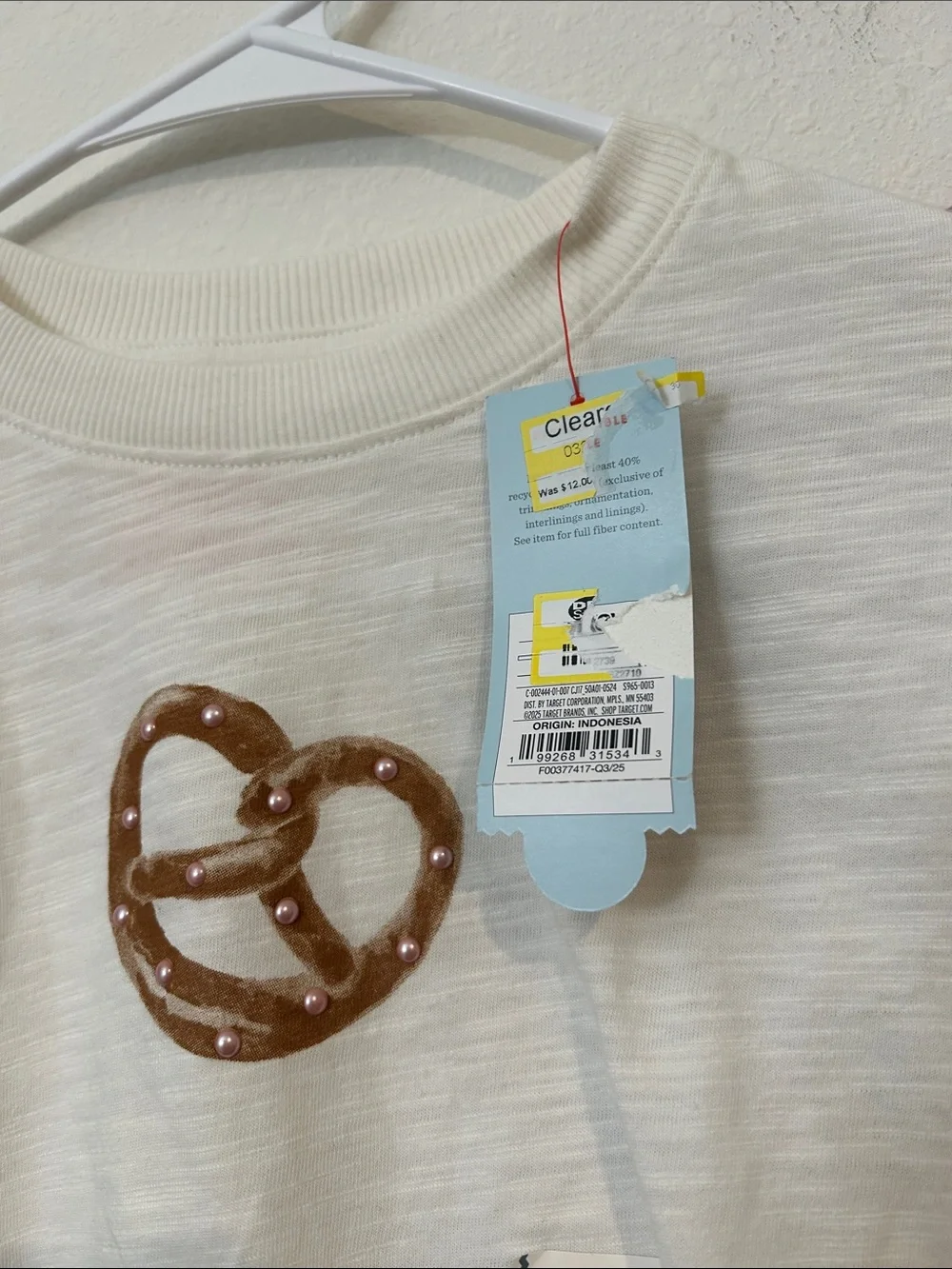 Cat & Jack Cream Pretzel and Mauve Cherry Long-Sleeve Tops